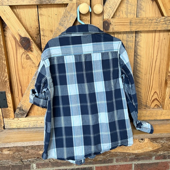 Paper Denim and Cloth Boys dark and light blue plaid button up collared shirt 6 - Picture 5 of 5
